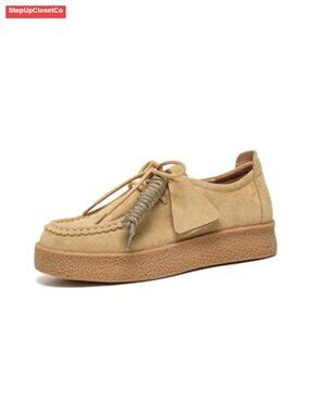 Womens Suede Platform Loafers Lace Up Mocc Casual Work Shoes